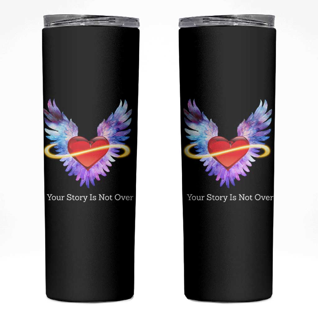 Suicide Prevention Awareness Skinny Tumbler Teal Purple Infinity Wings Your Story Is Not Over - Wonder Print Shop
