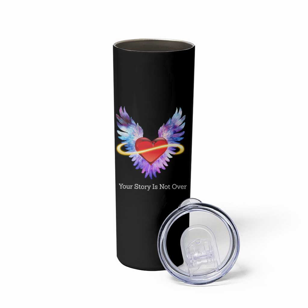 Suicide Prevention Awareness Skinny Tumbler Teal Purple Infinity Wings Your Story Is Not Over - Wonder Print Shop