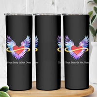 Suicide Prevention Awareness Skinny Tumbler Teal Purple Infinity Wings Your Story Is Not Over - Wonder Print Shop