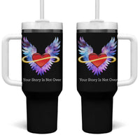 Suicide Prevention Awareness Tumbler With Handle Teal Purple Infinity Wings Your Story Is Not Over - Wonder Print Shop