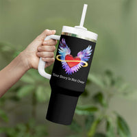 Suicide Prevention Awareness Tumbler With Handle Teal Purple Infinity Wings Your Story Is Not Over - Wonder Print Shop