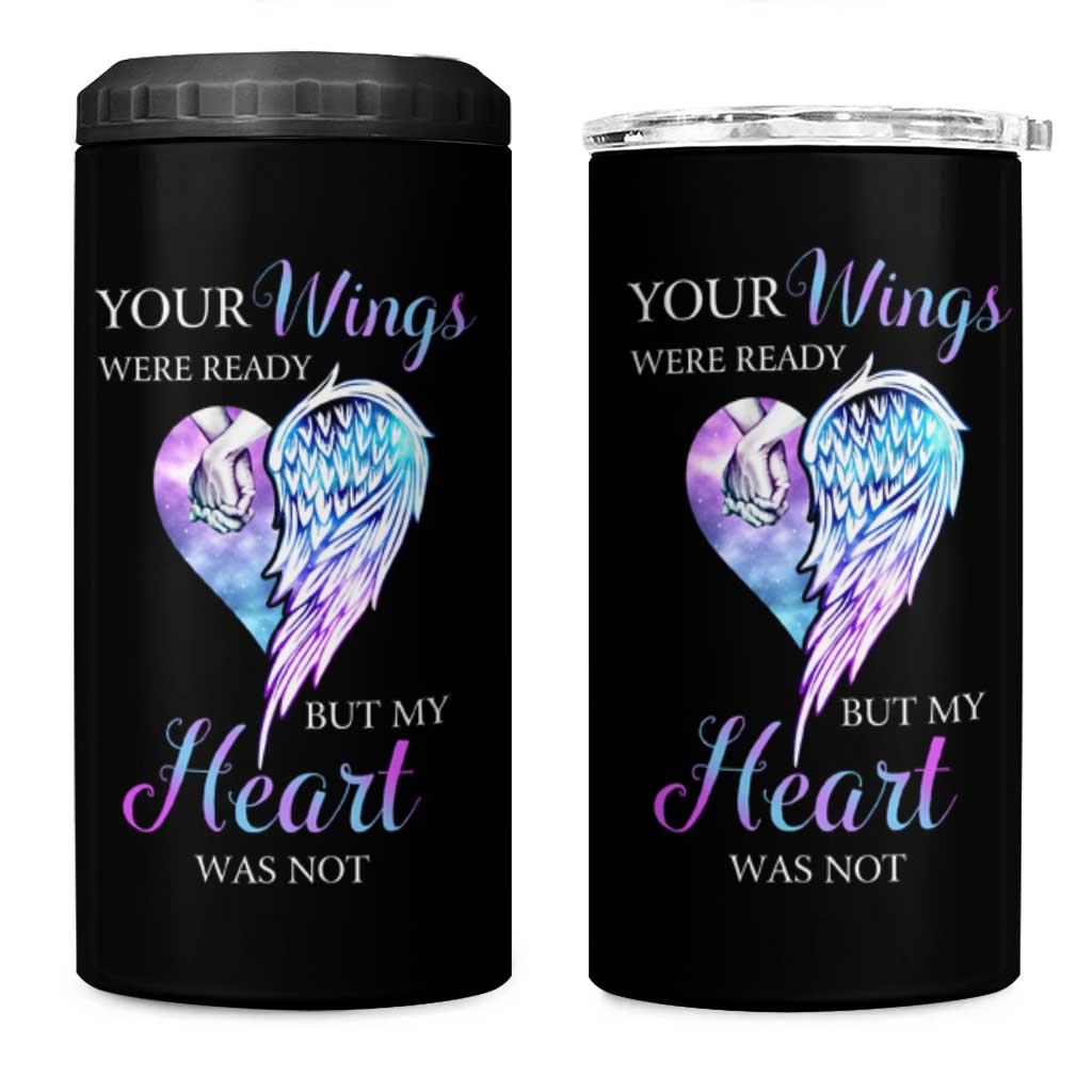Suicide Prevention Awareness 4 in 1 Can Cooler Tumbler Teal Purple Butterfly Your Wings Were Ready But Our Hearts Were Not Sympathy Gift for Family Members - Wonder Print Shop
