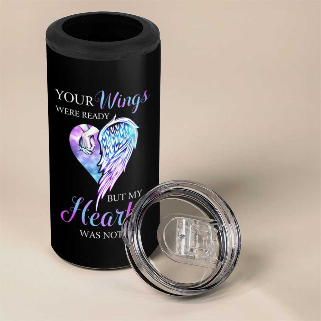 Suicide Prevention Awareness 4 in 1 Can Cooler Tumbler Teal Purple Butterfly Your Wings Were Ready But Our Hearts Were Not Sympathy Gift for Family Members - Wonder Print Shop