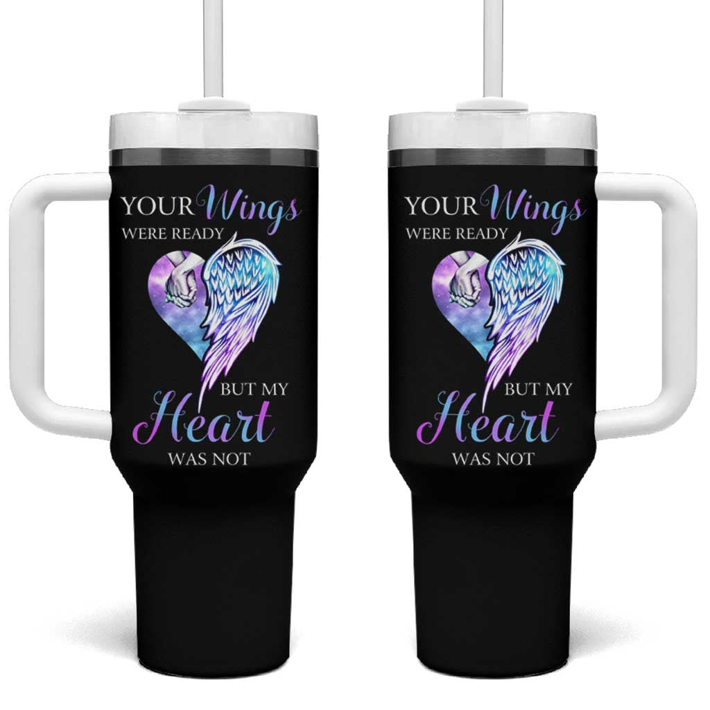 Suicide Prevention Awareness Tumbler With Handle Teal Purple Butterfly Your Wings Were Ready But Our Hearts Were Not Sympathy Gift for Family Members - Wonder Print Shop