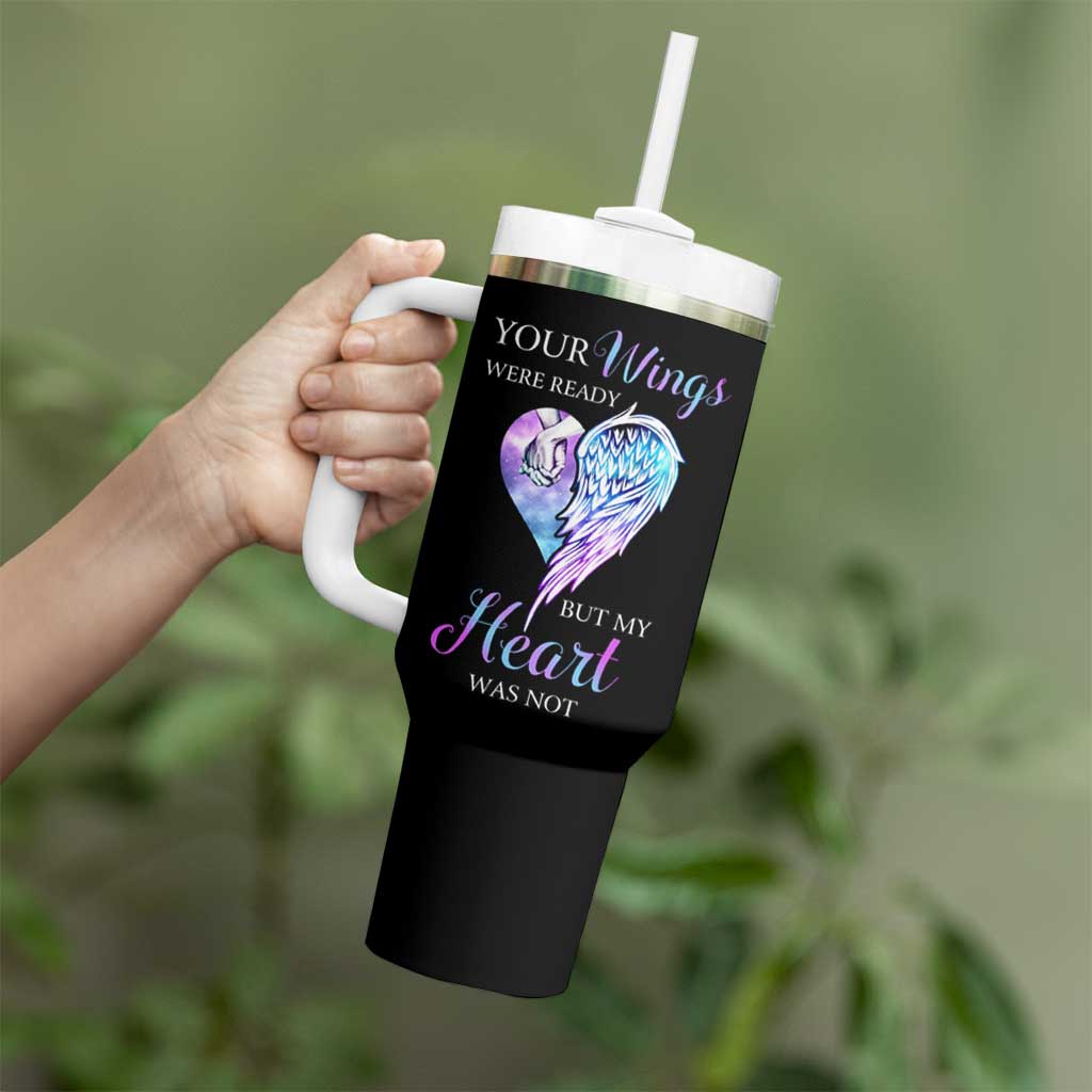 Suicide Prevention Awareness Tumbler With Handle Teal Purple Butterfly Your Wings Were Ready But Our Hearts Were Not Sympathy Gift for Family Members - Wonder Print Shop