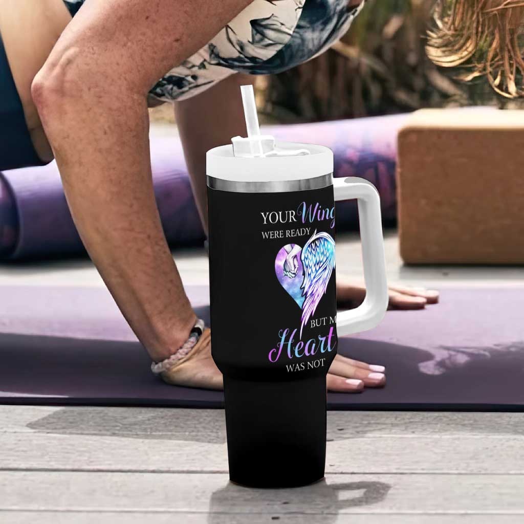 Suicide Prevention Awareness Tumbler With Handle Teal Purple Butterfly Your Wings Were Ready But Our Hearts Were Not Sympathy Gift for Family Members - Wonder Print Shop