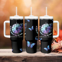 Suicide Prevention Awareness Tumbler With Handle Teal Purple Butterfly No Story Should End Too Soon - Wonder Print Shop