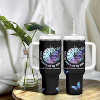 Suicide Prevention Awareness Tumbler With Handle Teal Purple Butterfly No Story Should End Too Soon - Wonder Print Shop