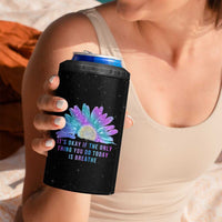 Suicide Prevention Awareness 4 in 1 Can Cooler Tumbler Teal Purple Sunflower It's Okay If The Only Thing You Do Today Is Breathe - Wonder Print Shop