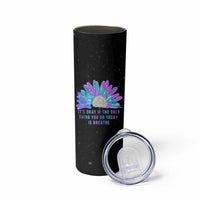 Suicide Prevention Awareness Skinny Tumbler Teal Purple Sunflower It's Okay If The Only Thing You Do Today Is Breathe - Wonder Print Shop