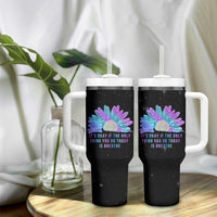 Suicide Prevention Awareness Tumbler With Handle Teal Purple Sunflower It's Okay If The Only Thing You Do Today Is Breathe - Wonder Print Shop