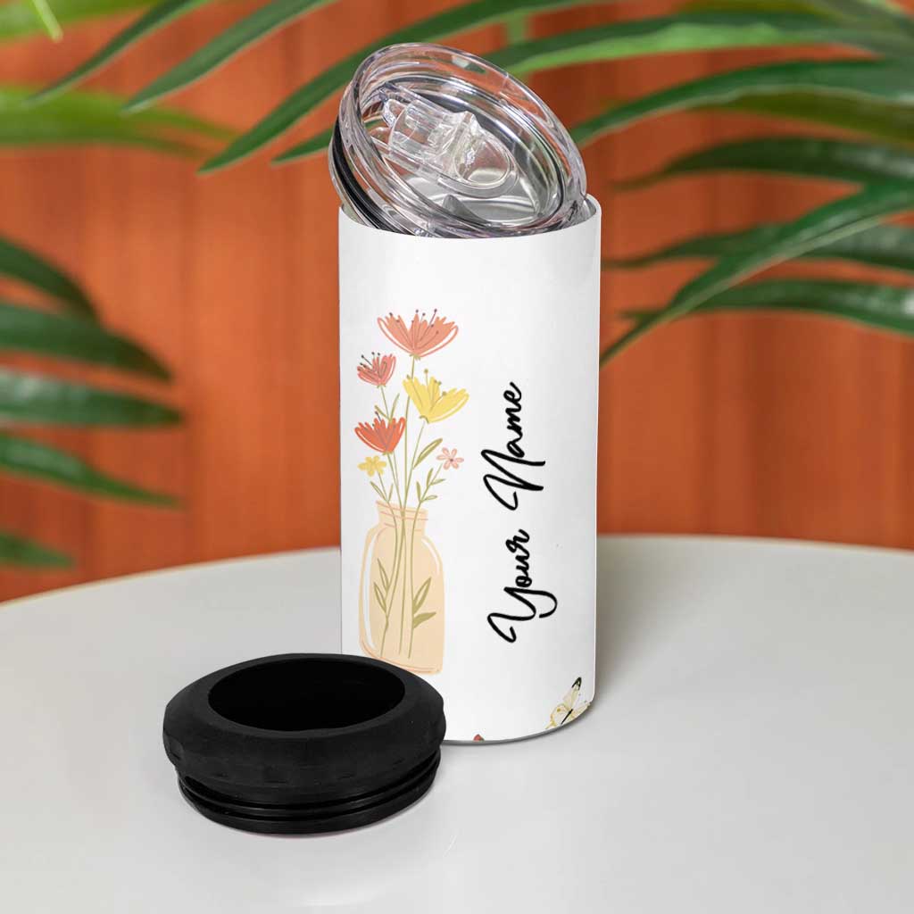 Personalized Thank You For Being My Unpaid Therapist 4 in 1 Can Cooler Tumbler Custome Name Coworker Best Friend Gift Flower