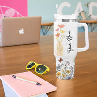 Personalized Thank You For Being My Unpaid Therapist Tumbler With Handle Custome Name Coworker Best Friend Gift Flower