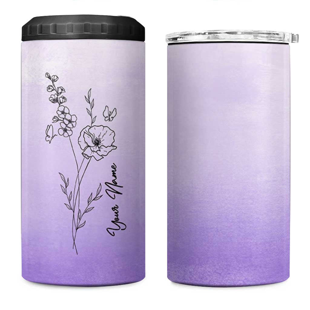 Personalized Gifts for Women 4 in 1 Can Cooler Tumbler Custom Name Wildflower Floral Mothers Day Gift
