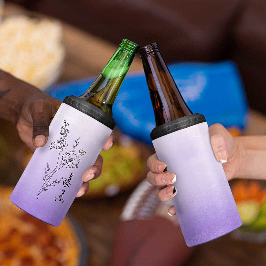 Personalized Gifts for Women 4 in 1 Can Cooler Tumbler Custom Name Wildflower Floral Mothers Day Gift