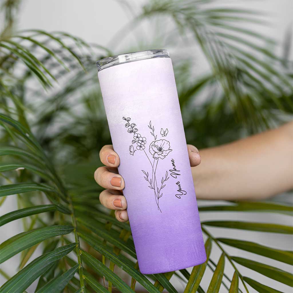 Personalized Gifts for Women Skinny Tumbler Custom Name Wildflower Floral Mothers Day Gift