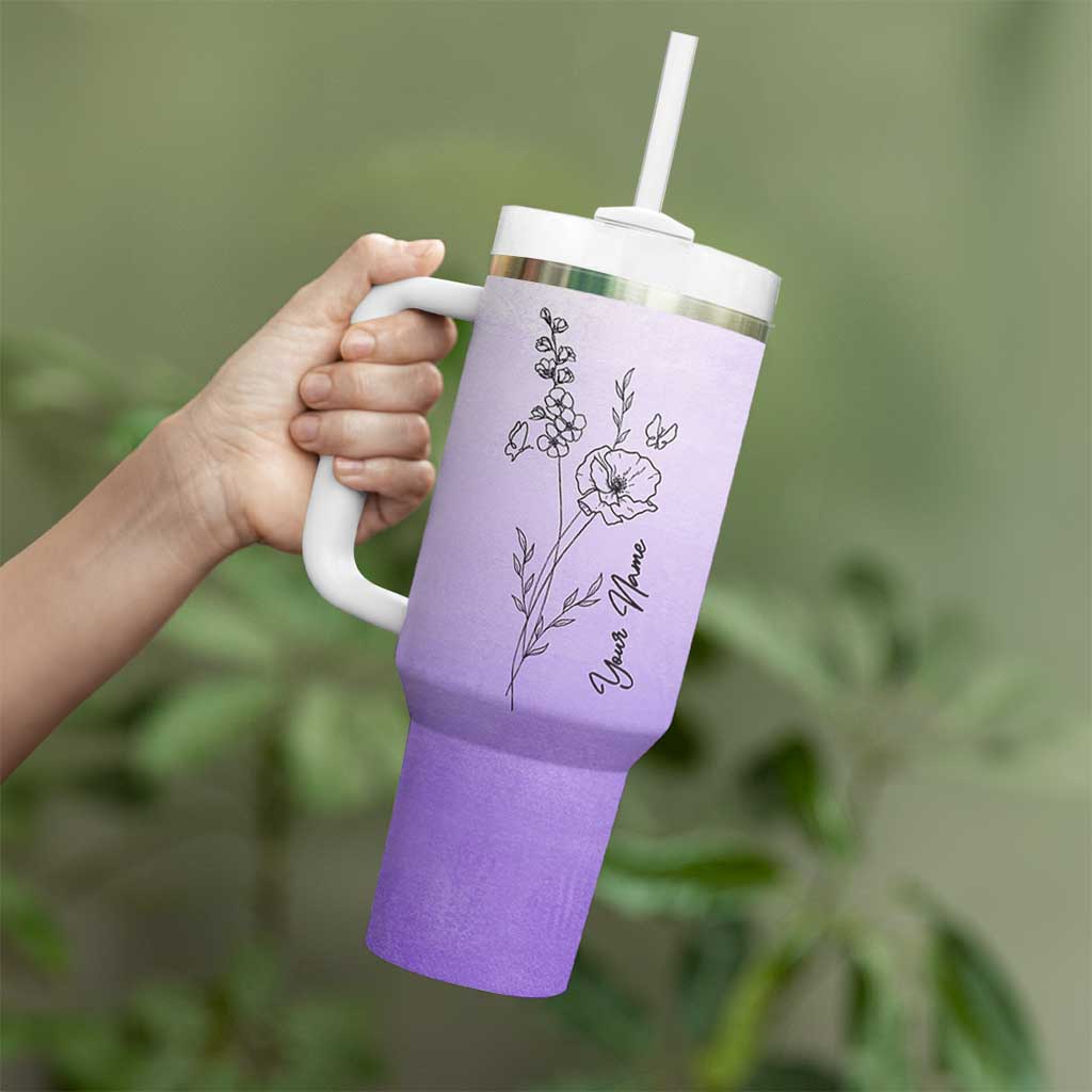 Personalized Gifts for Women Tumbler With Handle Custom Name Wildflower Floral Mothers Day Gift