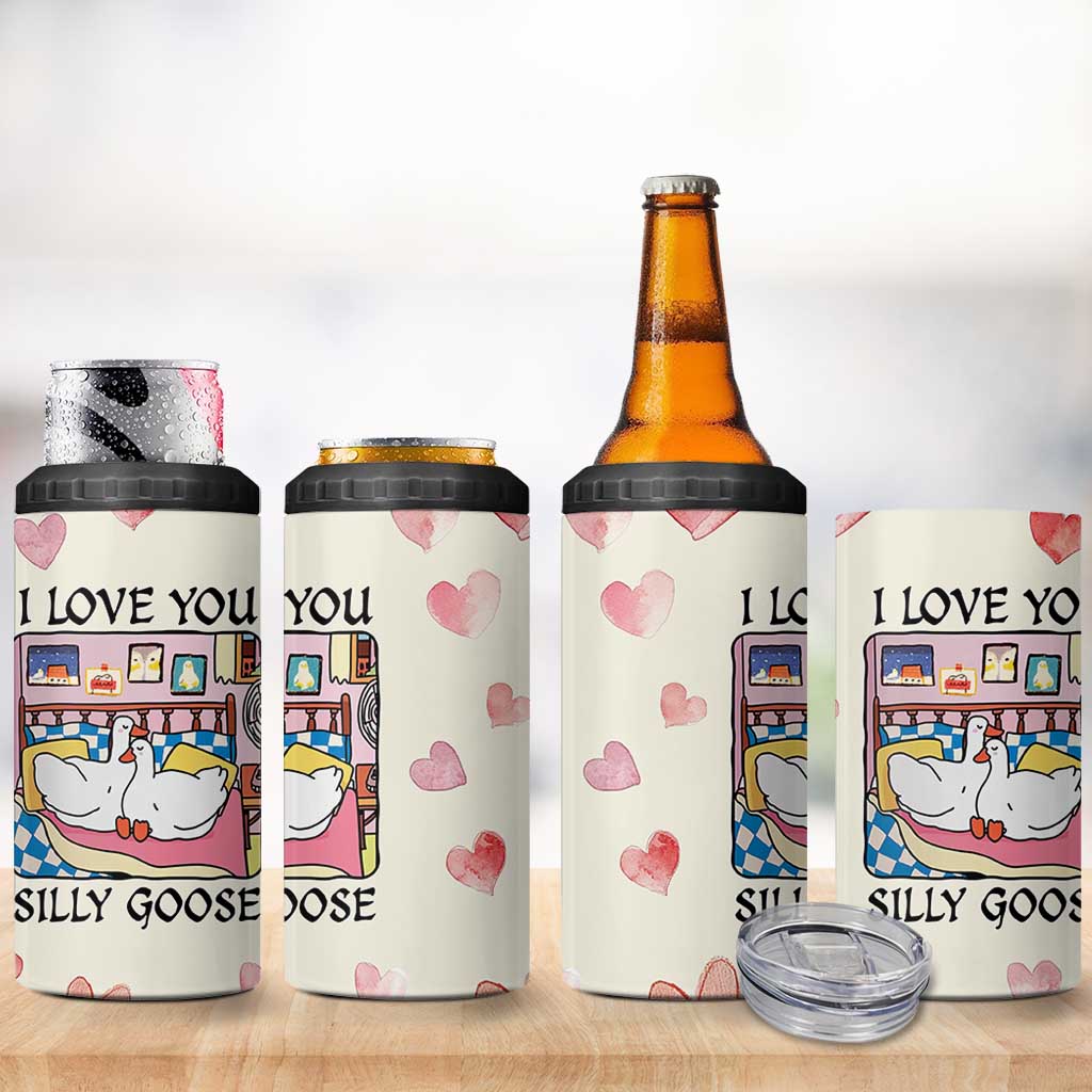 I Love You Silly Goose 4 in 1 Can Cooler Tumbler Cute Romantic Gift