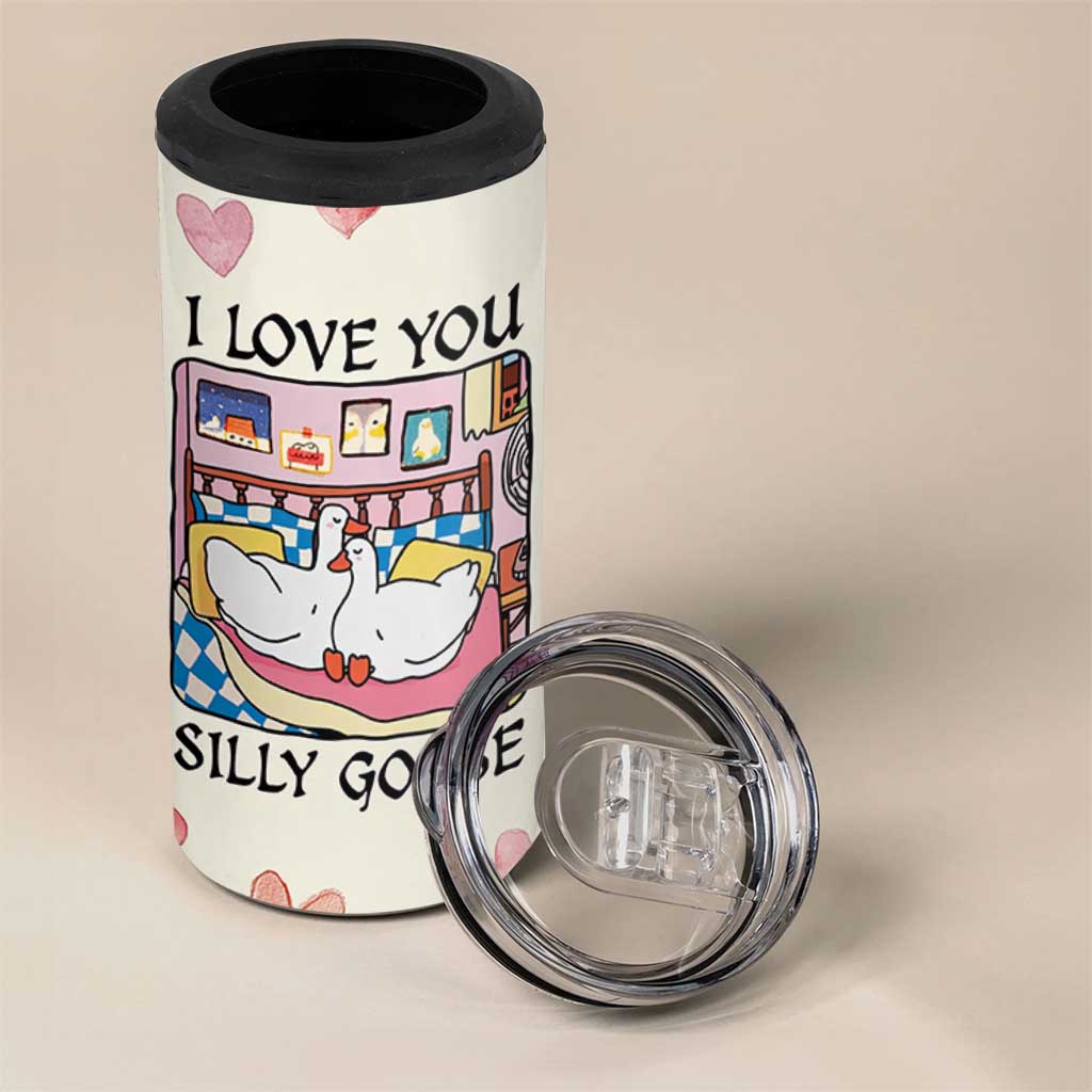 I Love You Silly Goose 4 in 1 Can Cooler Tumbler Cute Romantic Gift