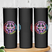 Harris 2024 Election Skinny Tumbler Feminist Flower Peace Love Equality Hope Diversity American Flag - Wonder Print Shop