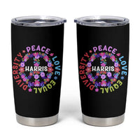 Harris 2024 Election Tumbler Cup Feminist Flower Peace Love Equality Hope Diversity American Flag - Wonder Print Shop