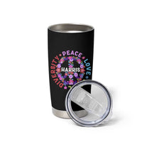 Harris 2024 Election Tumbler Cup Feminist Flower Peace Love Equality Hope Diversity American Flag - Wonder Print Shop