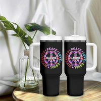 Harris 2024 Election Tumbler With Handle Feminist Flower Peace Love Equality Hope Diversity American Flag - Wonder Print Shop