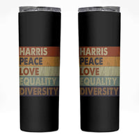 Harris 2024 Skinny Tumbler Peace Love Equality Hope Diversity Human Rights Retro - Wonder Print Shop