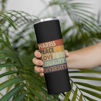 Harris 2024 Skinny Tumbler Peace Love Equality Hope Diversity Human Rights Retro - Wonder Print Shop