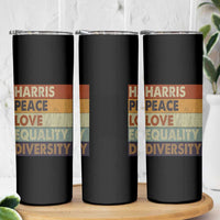 Harris 2024 Skinny Tumbler Peace Love Equality Hope Diversity Human Rights Retro - Wonder Print Shop
