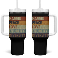 Harris 2024 Tumbler With Handle Peace Love Equality Hope Diversity Human Rights Retro - Wonder Print Shop
