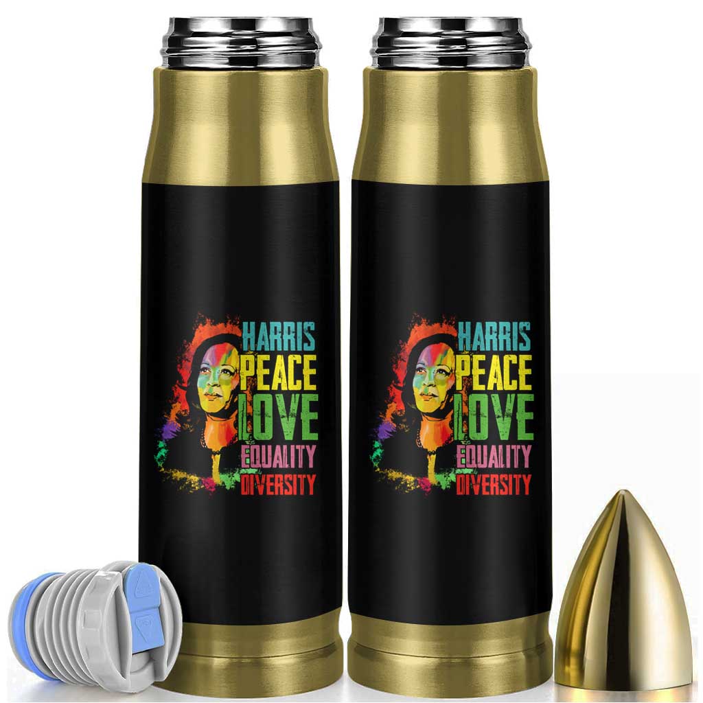 Harris 2024 Madam President Bullet Tumbler Peace Love Equality Hope Diversity Human Rights Womens & Gay LGBTQ+ Pride