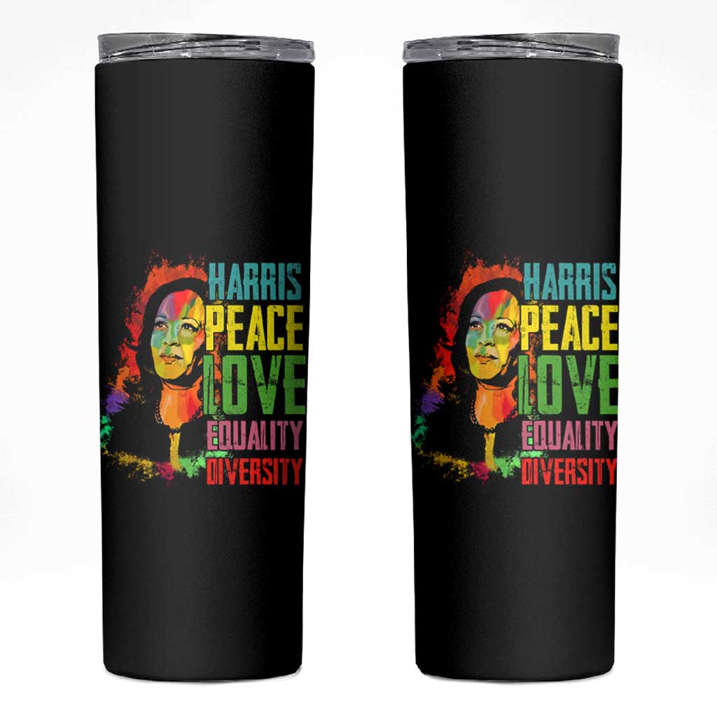 Harris 2024 Madam President Skinny Tumbler Peace Love Equality Hope Diversity Human Rights Womens & Gay LGBTQ+ Pride - Wonder Print Shop