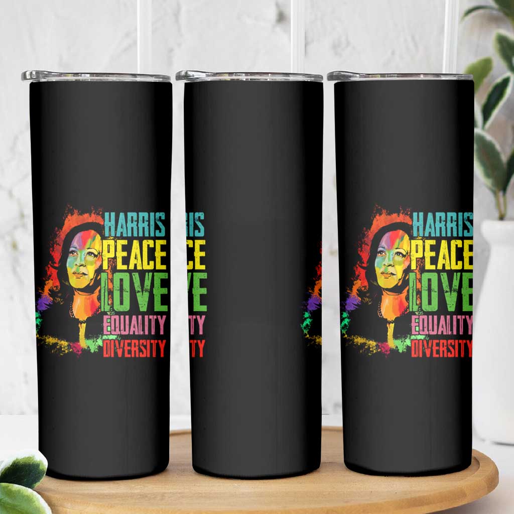 Harris 2024 Madam President Skinny Tumbler Peace Love Equality Hope Diversity Human Rights Womens & Gay LGBTQ+ Pride - Wonder Print Shop