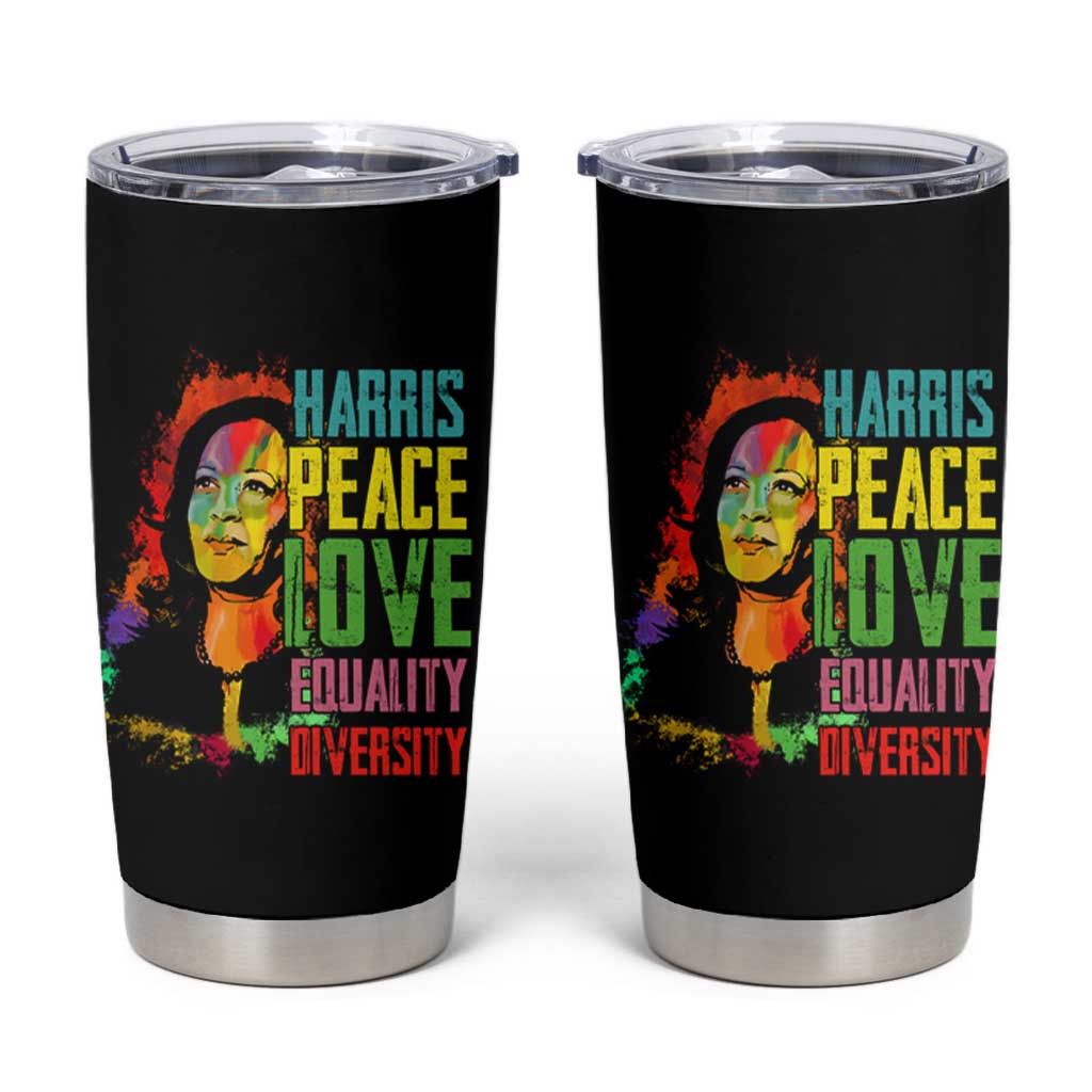 Harris 2024 Madam President Tumbler Cup Peace Love Equality Hope Diversity Human Rights Womens & Gay LGBTQ+ Pride - Wonder Print Shop