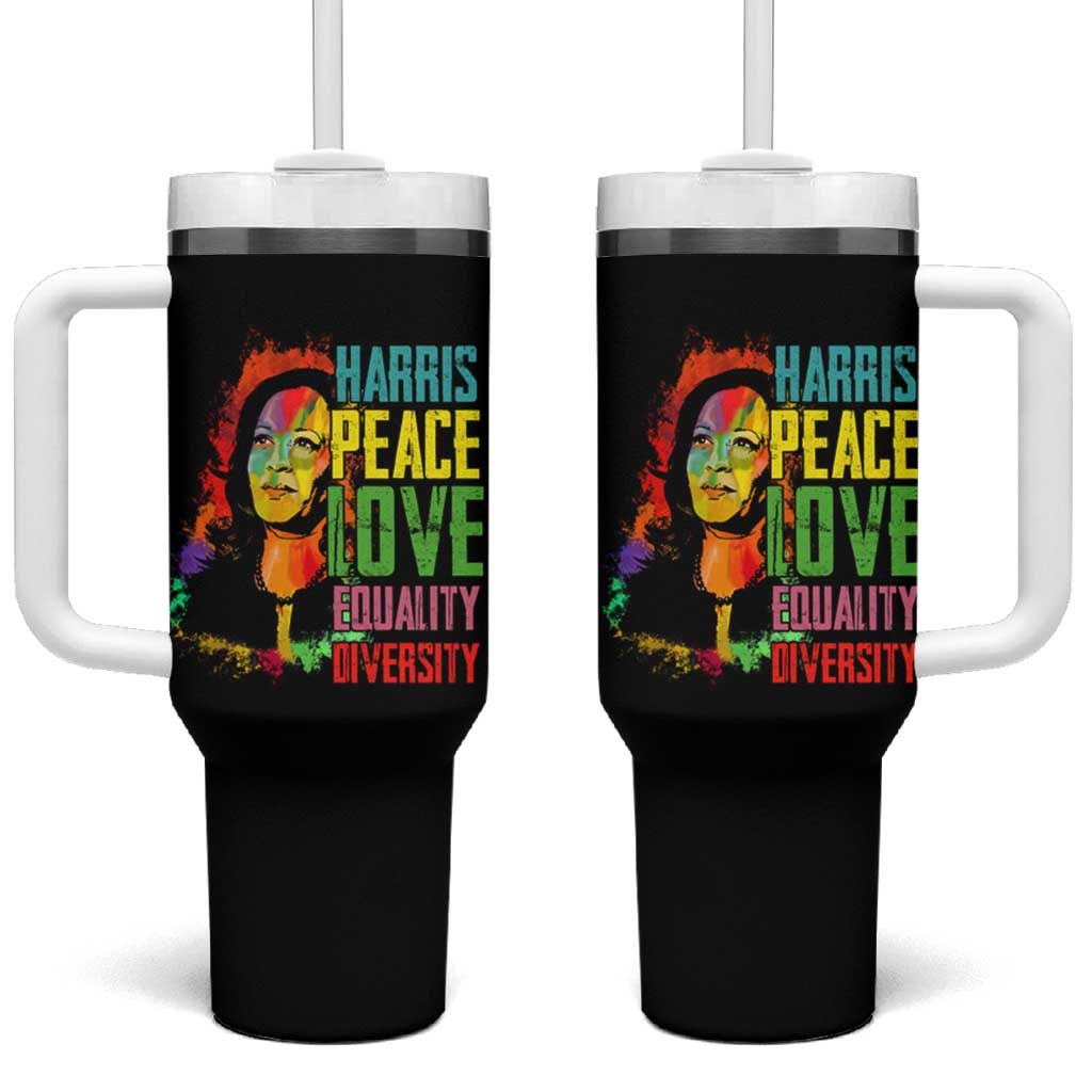 Harris 2024 Madam President Tumbler With Handle Peace Love Equality Hope Diversity Human Rights Womens & Gay LGBTQ+ Pride - Wonder Print Shop