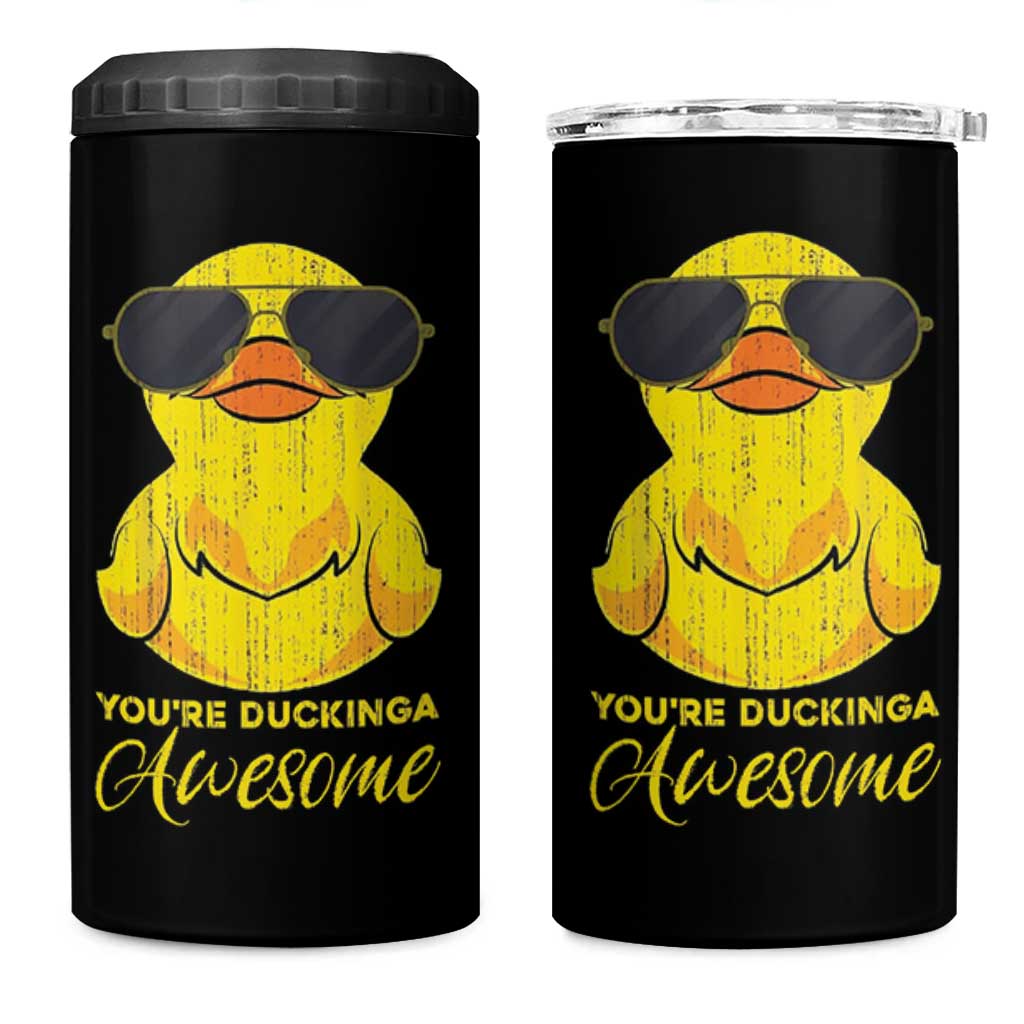 Funny Inspirational Gifts 4 in 1 Can Cooler Tumbler Emotional Positive Support Retro Duck Positive Thank You Gifts