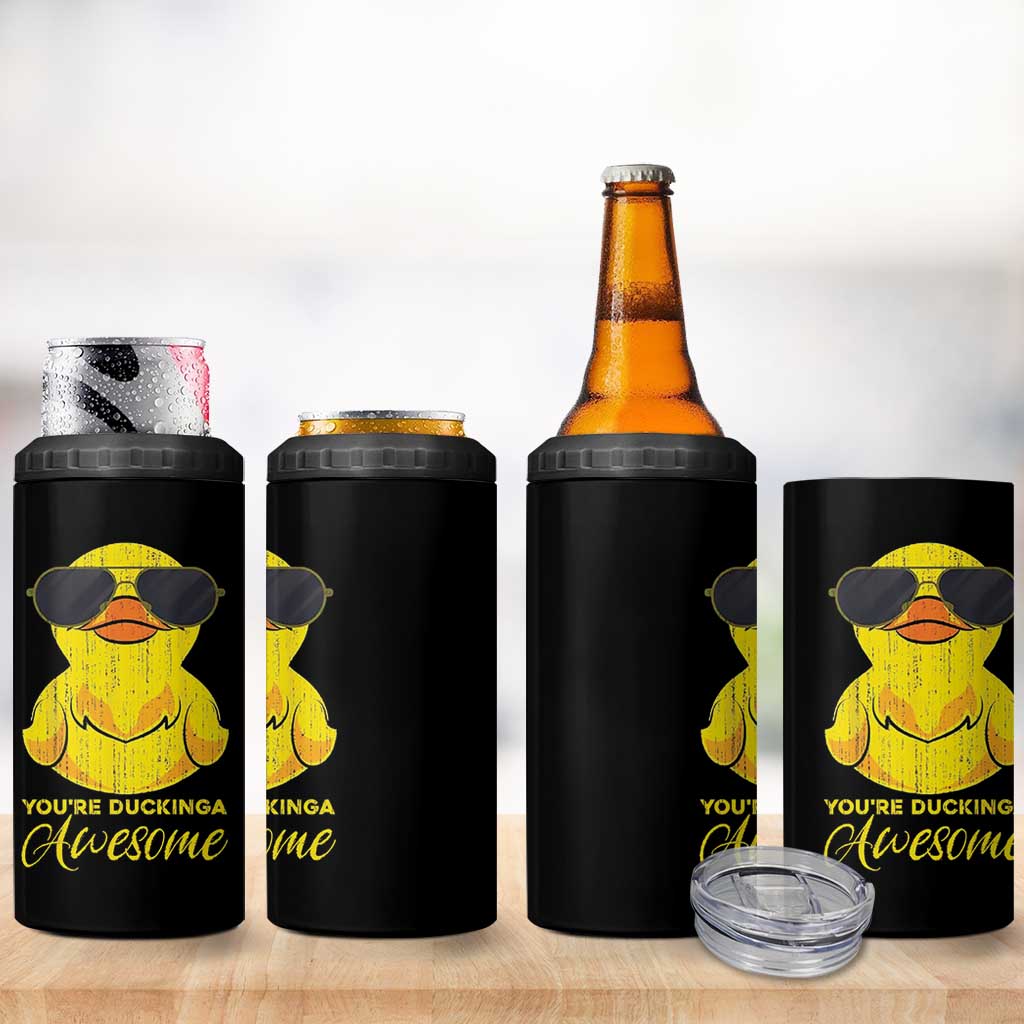 Funny Inspirational Gifts 4 in 1 Can Cooler Tumbler Emotional Positive Support Retro Duck Positive Thank You Gifts