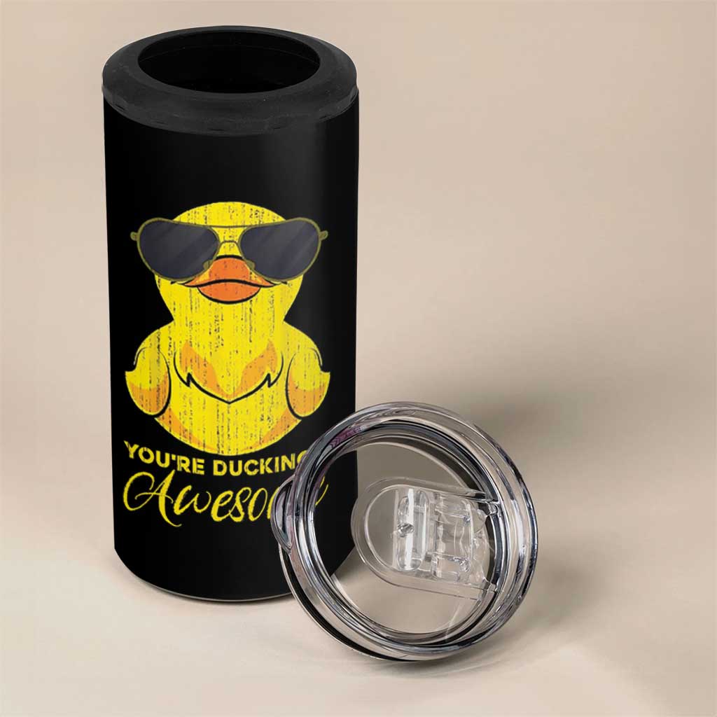 Funny Inspirational Gifts 4 in 1 Can Cooler Tumbler Emotional Positive Support Retro Duck Positive Thank You Gifts
