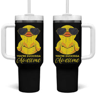 Funny Inspirational Gifts Tumbler With Handle Emotional Positive Support Retro Duck Positive Thank You Gifts