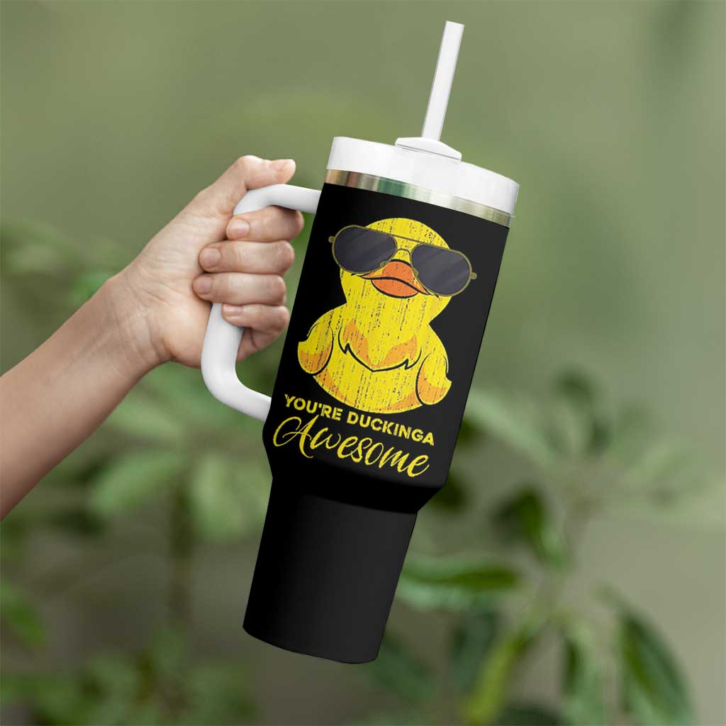 Funny Inspirational Gifts Tumbler With Handle Emotional Positive Support Retro Duck Positive Thank You Gifts