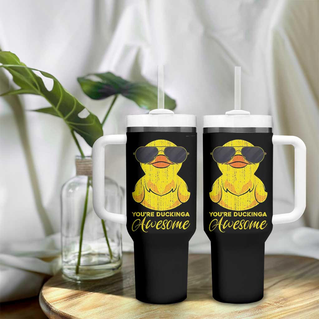 Funny Inspirational Gifts Tumbler With Handle Emotional Positive Support Retro Duck Positive Thank You Gifts