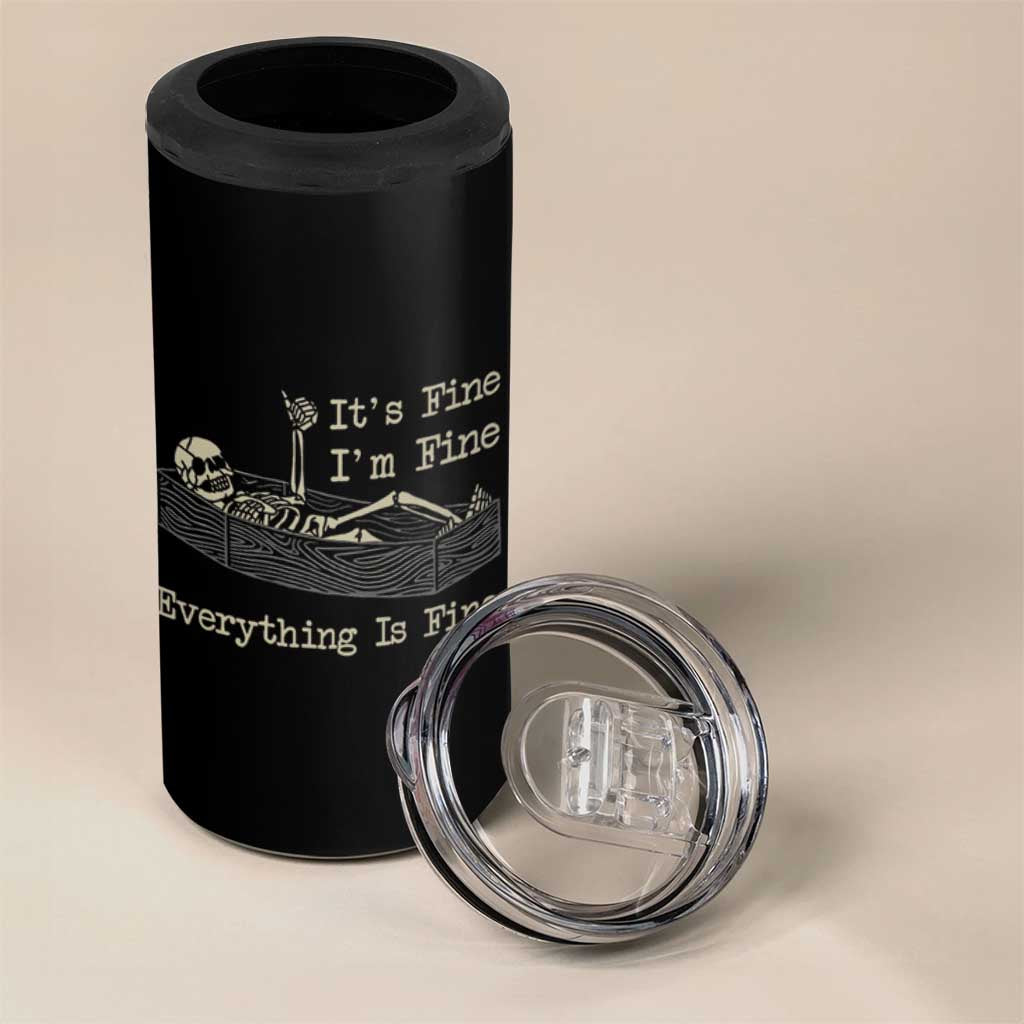 Funny Skeleton Skull 4 in 1 Can Cooler Tumbler It's Fine I'm Fine Everything Is Fine - Wonder Print Shop