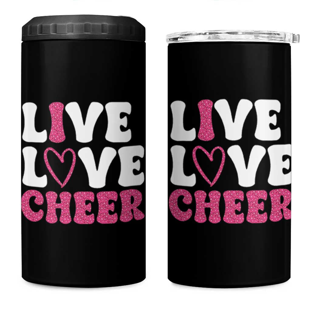 Cheerleader 4 in 1 Can Cooler Tumbler Live Love Cheer Girl Cheerleading Pink Leopard
