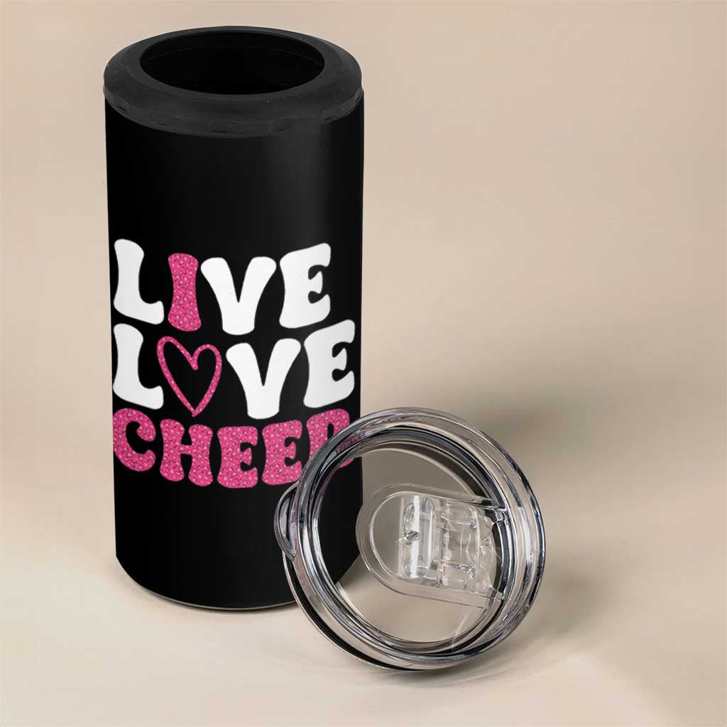 Cheerleader 4 in 1 Can Cooler Tumbler Live Love Cheer Girl Cheerleading Pink Leopard