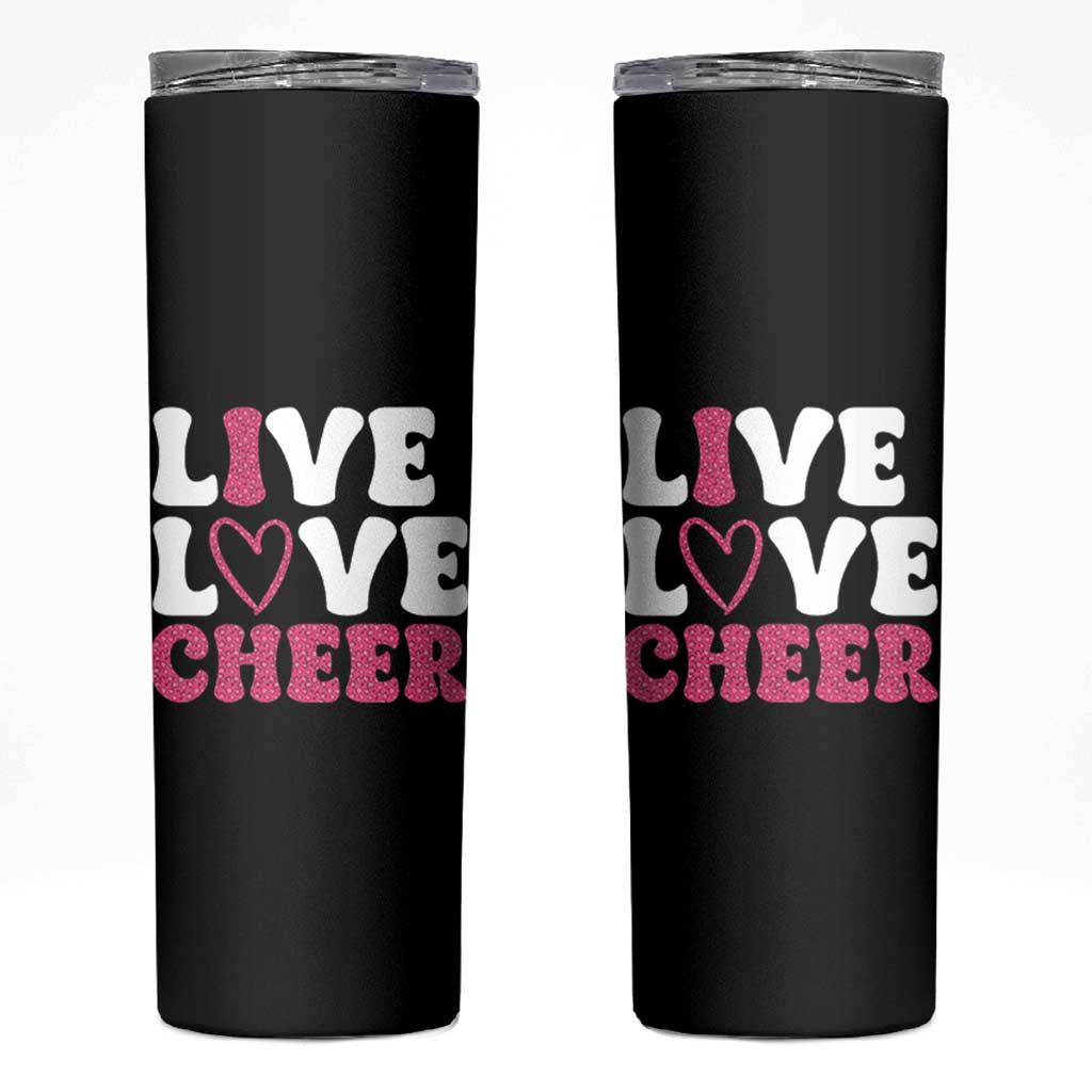 Cheerleader Skinny Tumbler Live Love Cheer Girl Cheerleading Pink Leopard