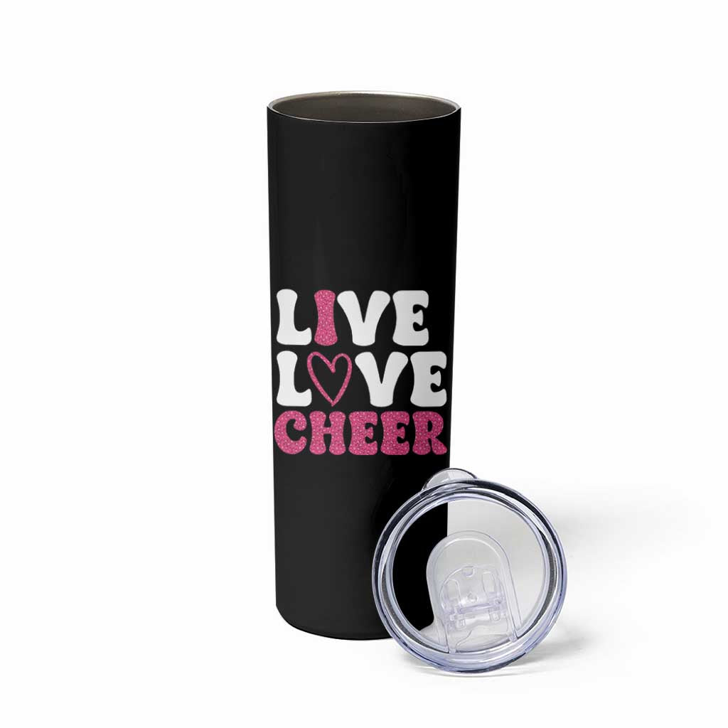 Cheerleader Skinny Tumbler Live Love Cheer Girl Cheerleading Pink Leopard