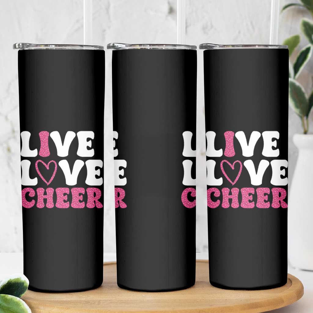 Cheerleader Skinny Tumbler Live Love Cheer Girl Cheerleading Pink Leopard