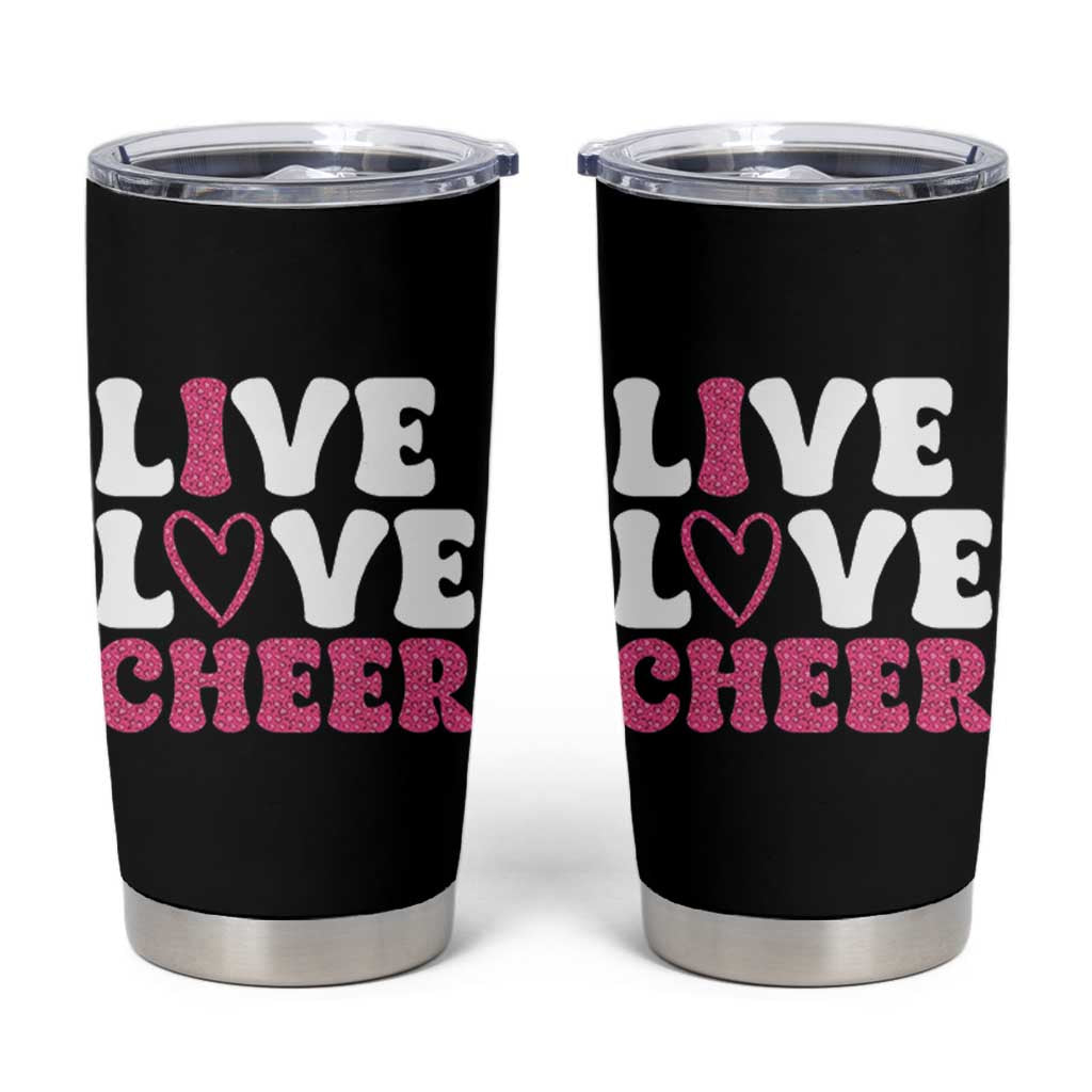 Cheerleader Tumbler Cup Live Love Cheer Girl Cheerleading Pink Leopard