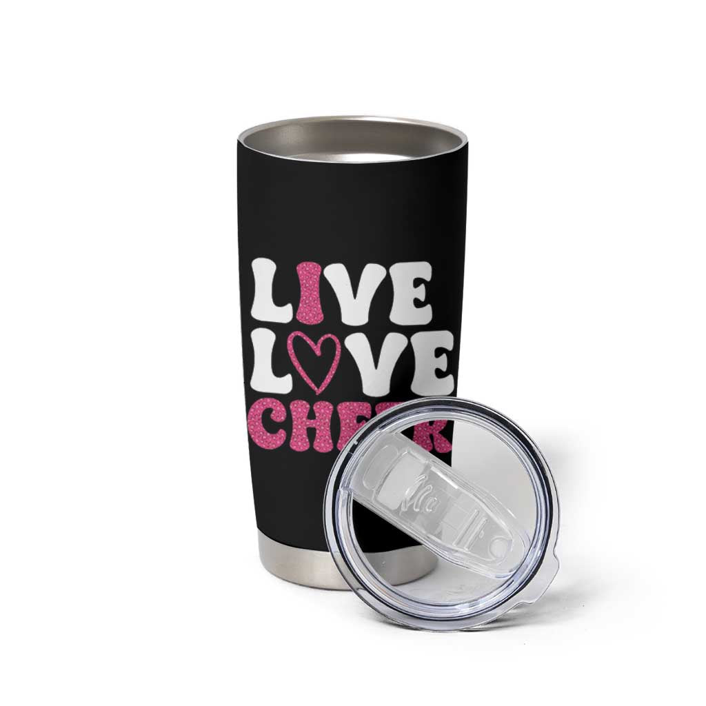 Cheerleader Tumbler Cup Live Love Cheer Girl Cheerleading Pink Leopard